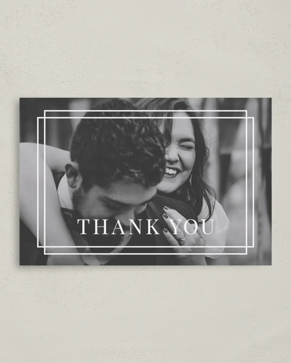 This is a 4" x 6" Folded Thank You Card called Because You're Mine printed in full color on Premium Smooth paper