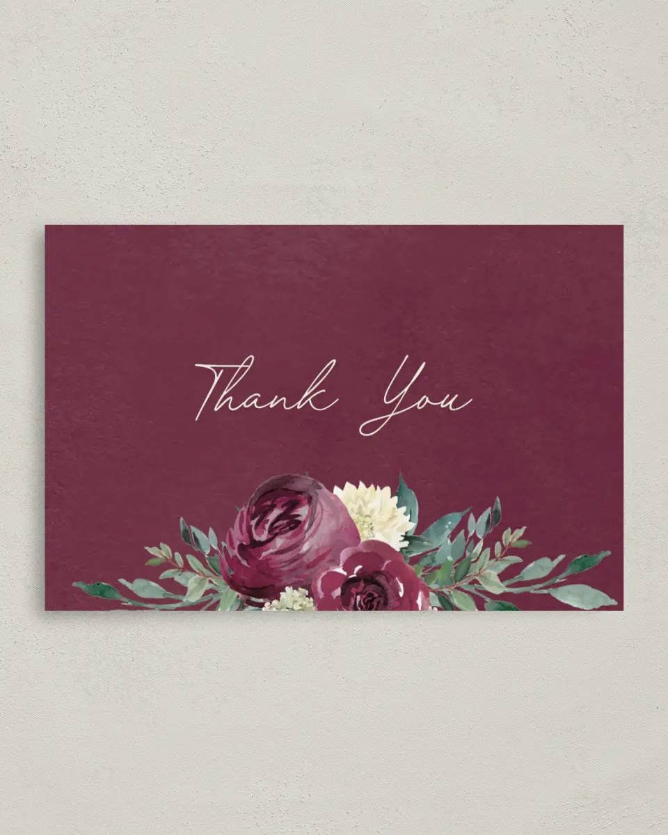 This is a 4" x 6" Folded Thank You Card called Floral Touch printed in full color on Premium Smooth paper