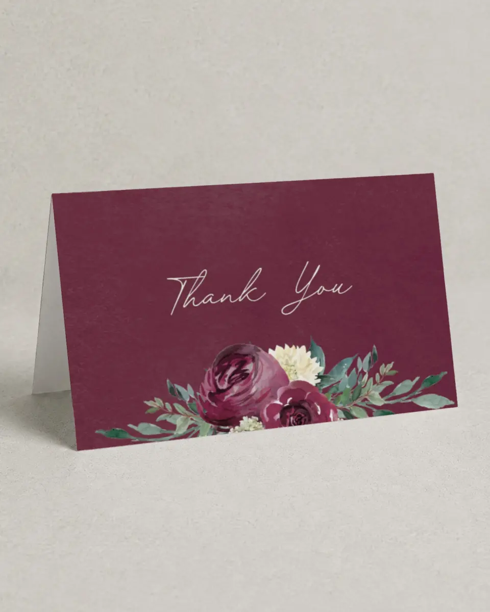 This is a 4" x 6" Folded Thank You Card called Floral Touch printed in full color on Premium Smooth paper