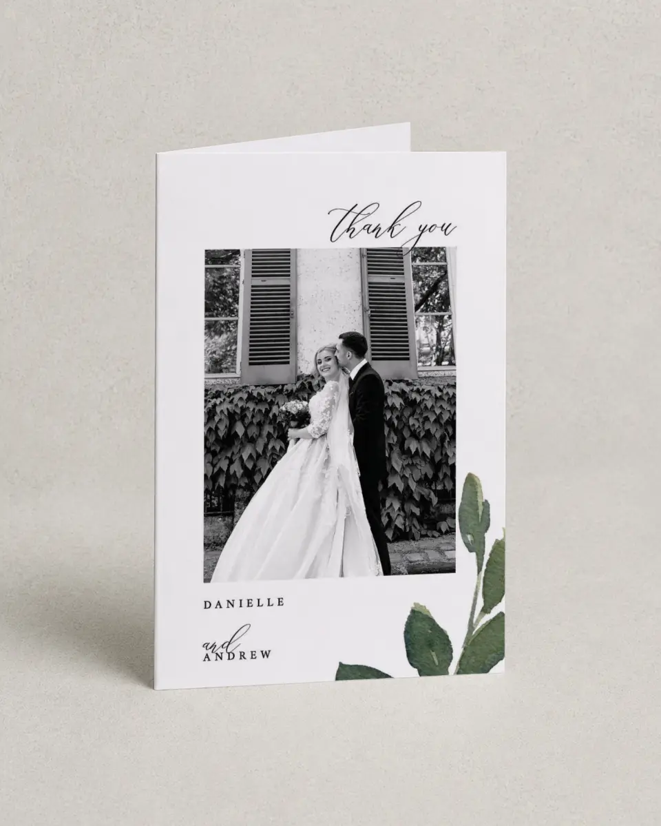 This is a 4" x 6" Folded Thank You Card called All for Love printed in full color on Premium Smooth paper