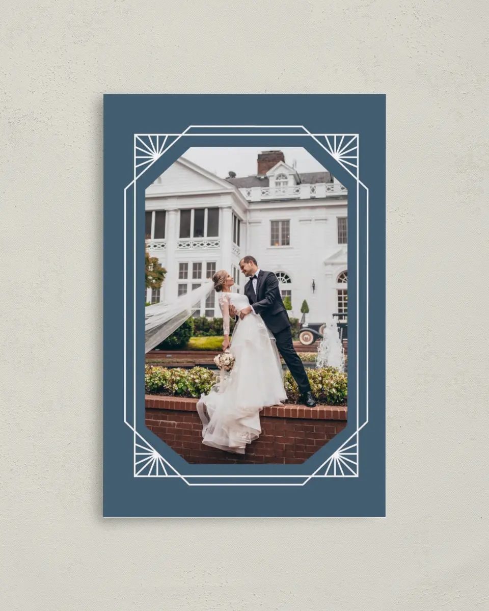 This is a 4" x 6" Folded Thank You Card called Mod Deco printed in full color on Premium Smooth paper