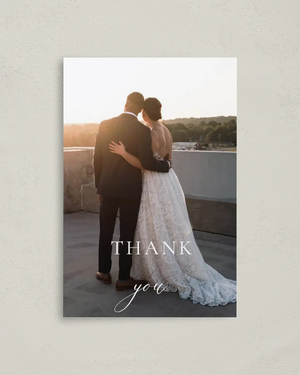 This is a 4" x 6" Folded Thank You Card called Minimalist Type printed in full color on Premium Smooth paper