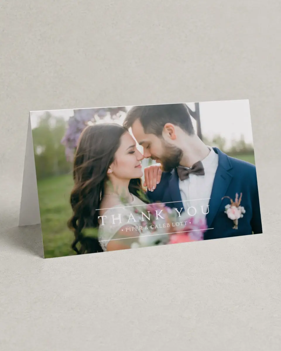 This is a 4" x 6" Folded Thank You Card called Elegant Unity printed in full color on Premium Smooth paper