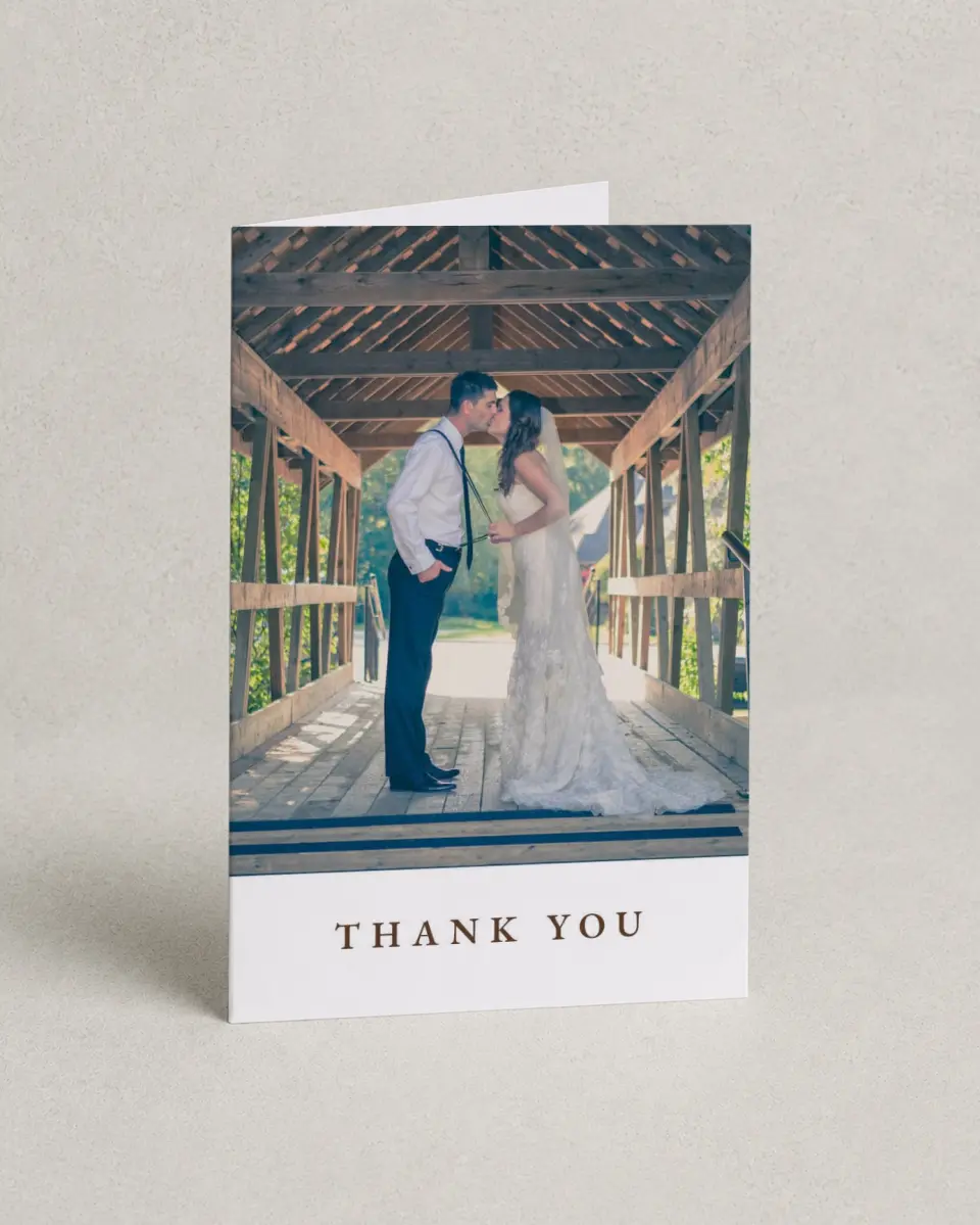 This is a 4" x 6" Folded Thank You Card called Rustic Antler printed in full color on Premium Smooth paper