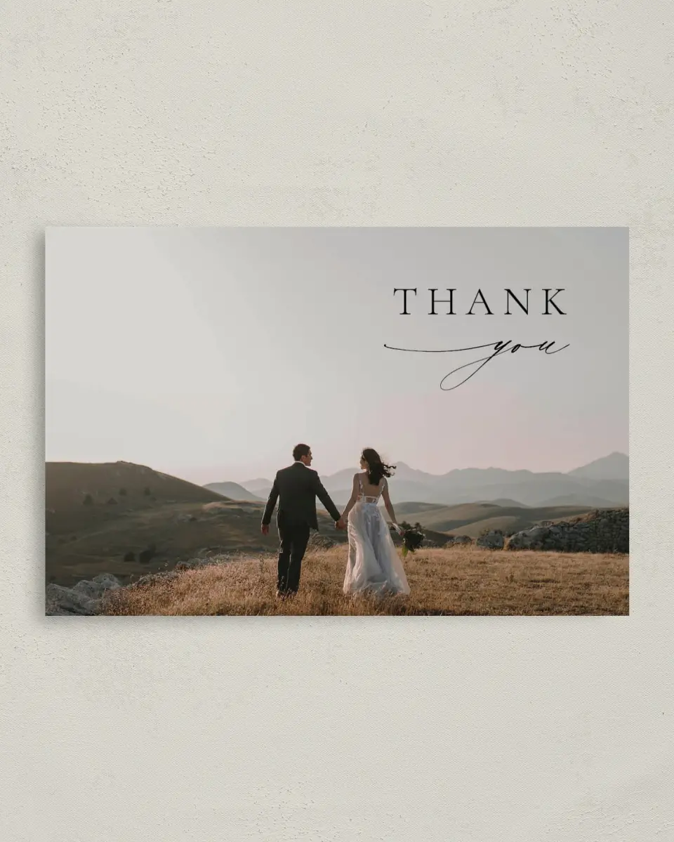This is a 4" x 6" Folded Thank You Card called Simply Elegant printed in full color on Premium Smooth paper