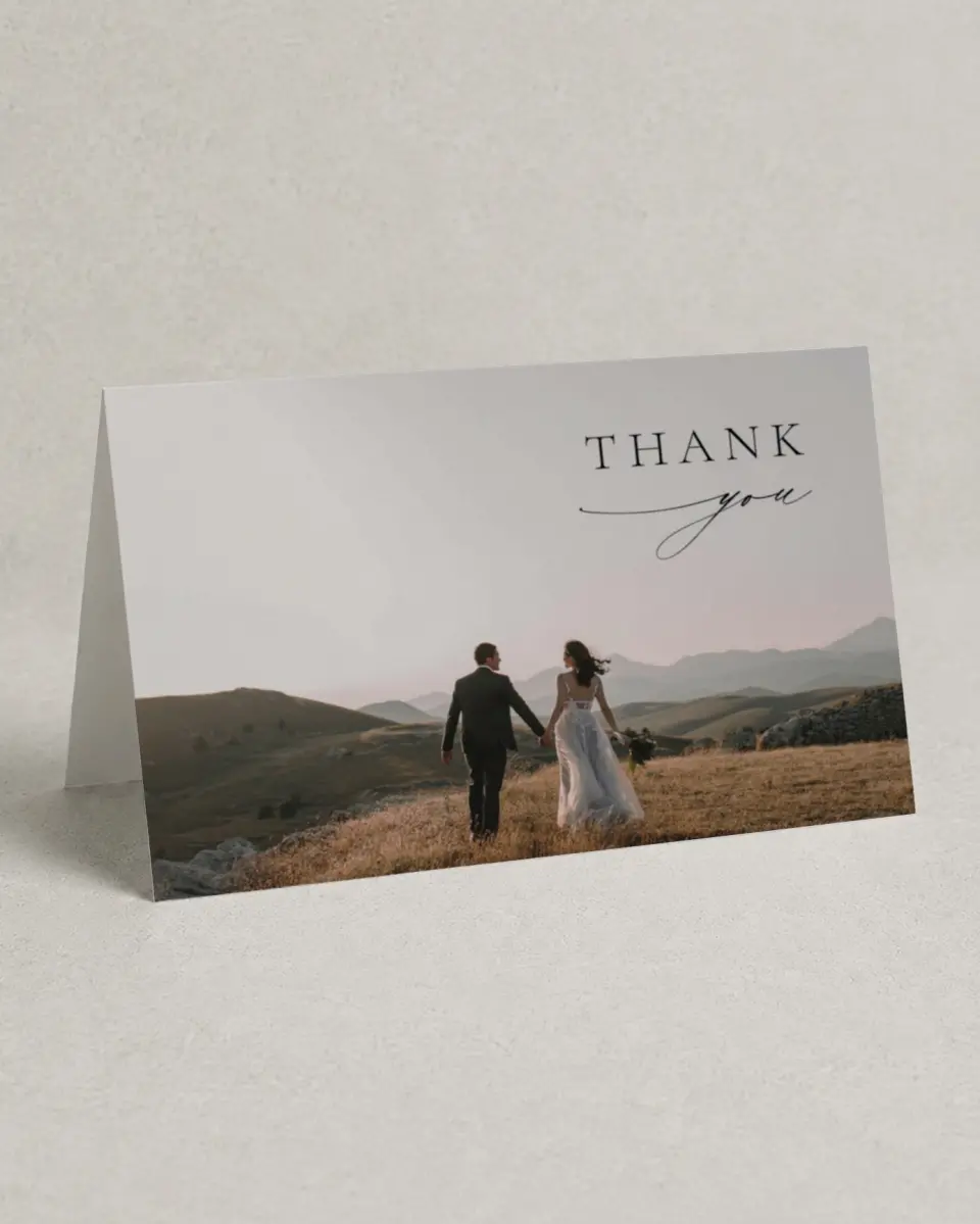 This is a 4" x 6" Folded Thank You Card called Simply Elegant printed in full color on Premium Smooth paper
