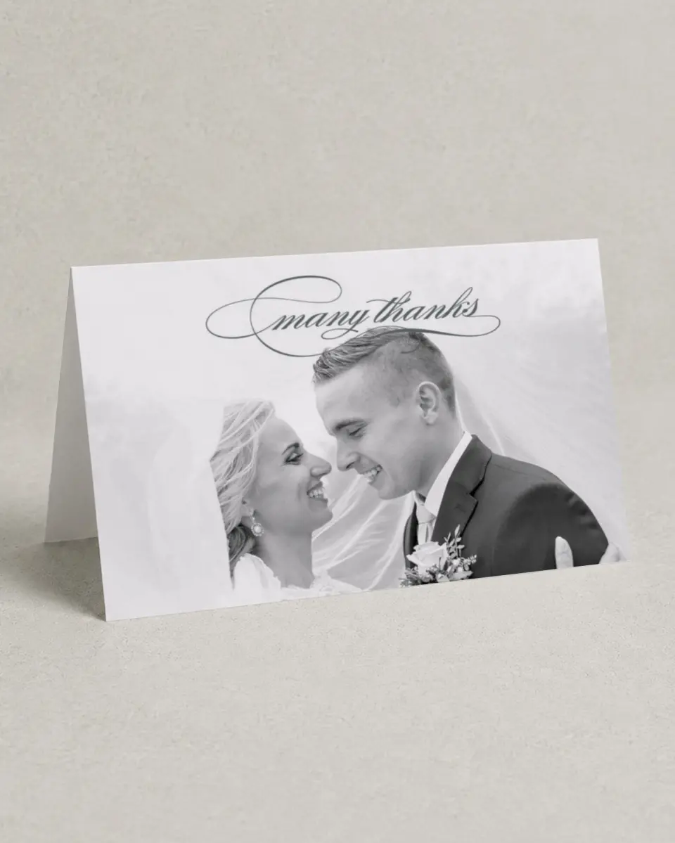 This is a 4" x 6" Folded Thank You Card called Bold Blooms printed in full color on Premium Smooth paper
