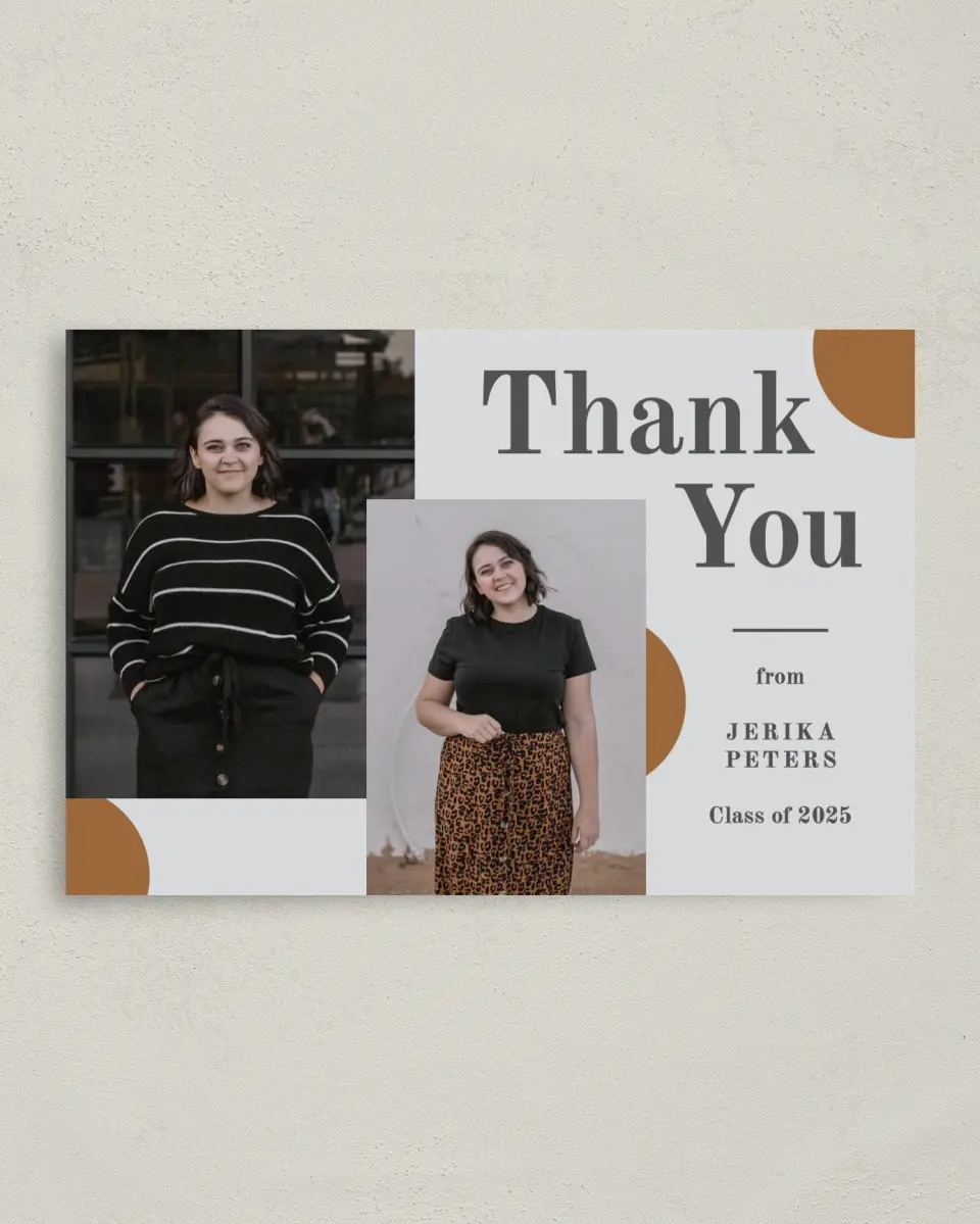 This is a 4" x 6" Folded Graduation Thank You Card called Glory Age printed in full color on Premium Smooth paper