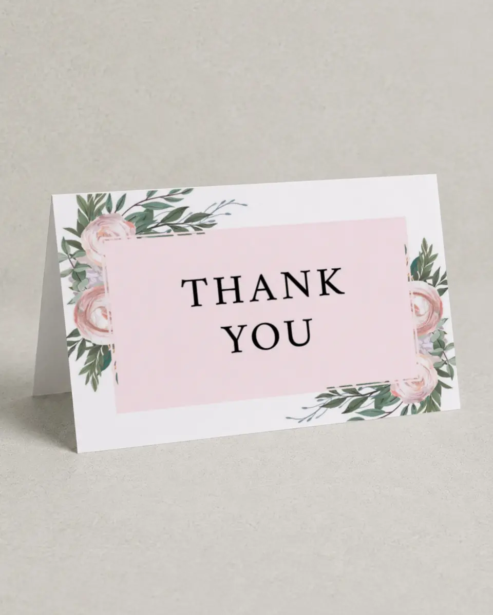 This is a 4" x 6" Folded Newlywed called Gouache Roses printed in full color on Premium Smooth paper