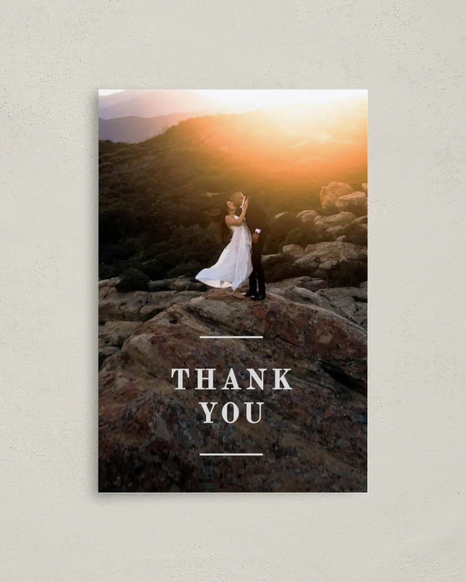 This is a 4" x 6" Folded Thank You Card called Glory Day printed in full color on Premium Smooth paper