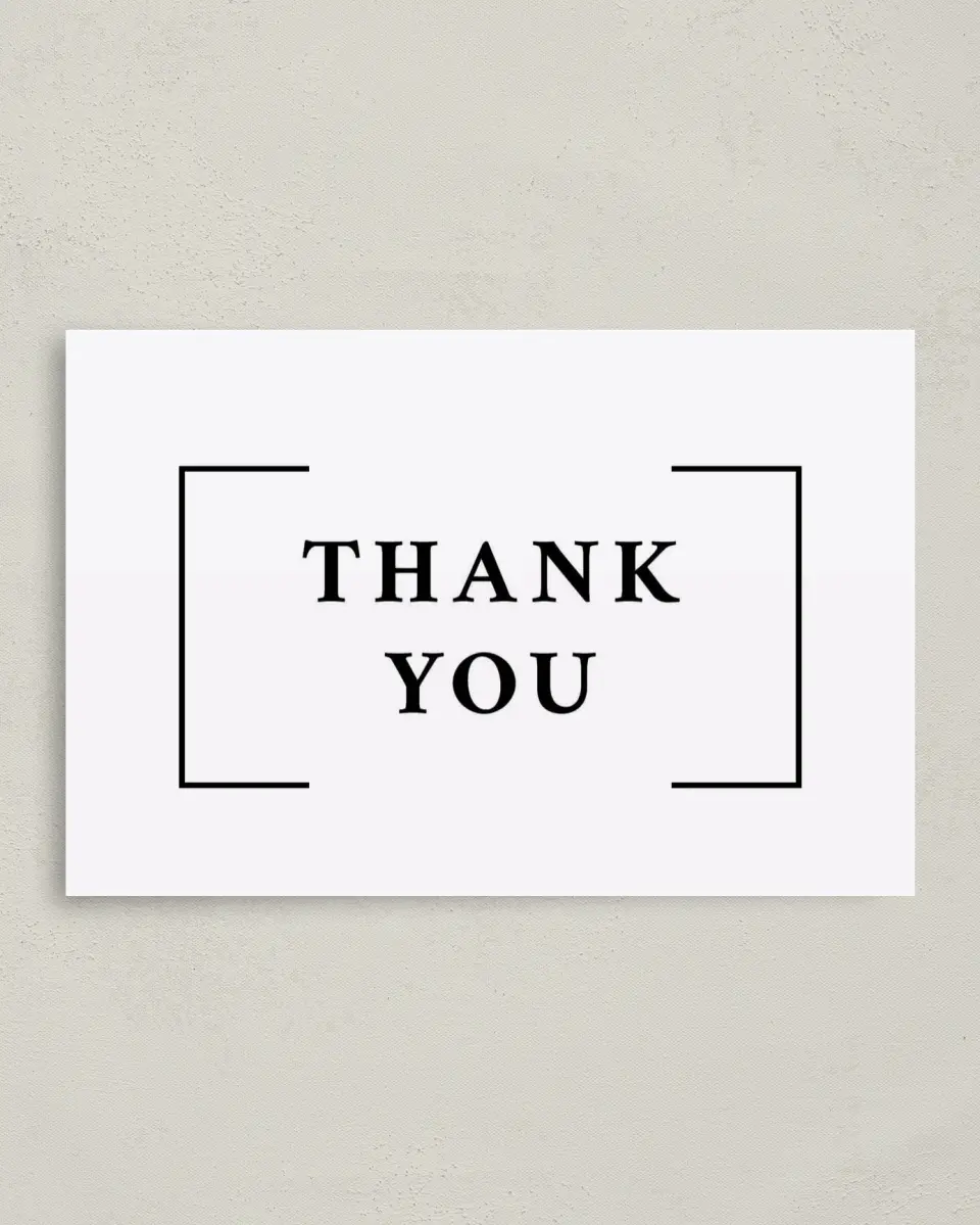This is a 4" x 6" Folded Thank You Card called Bright Brace printed in full color on Premium Smooth paper