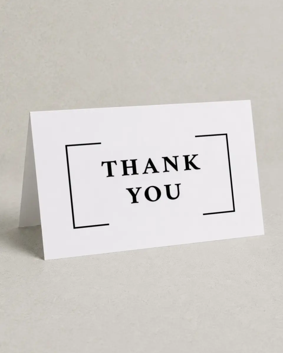 This is a 4" x 6" Folded Thank You Card called Bright Brace printed in full color on Premium Smooth paper