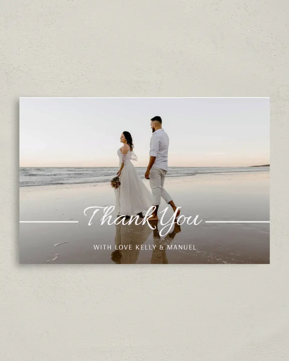 This is a 4" x 6" Folded Thank You Card called Expansive Line printed in full color on Premium Smooth paper
