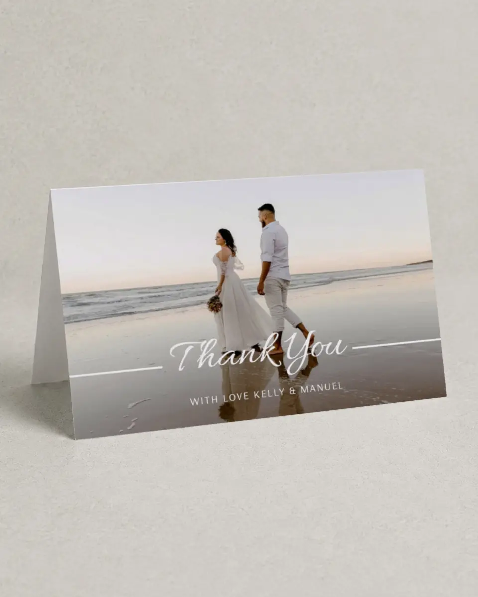 This is a 4" x 6" Folded Thank You Card called Expansive Line printed in full color on Premium Smooth paper