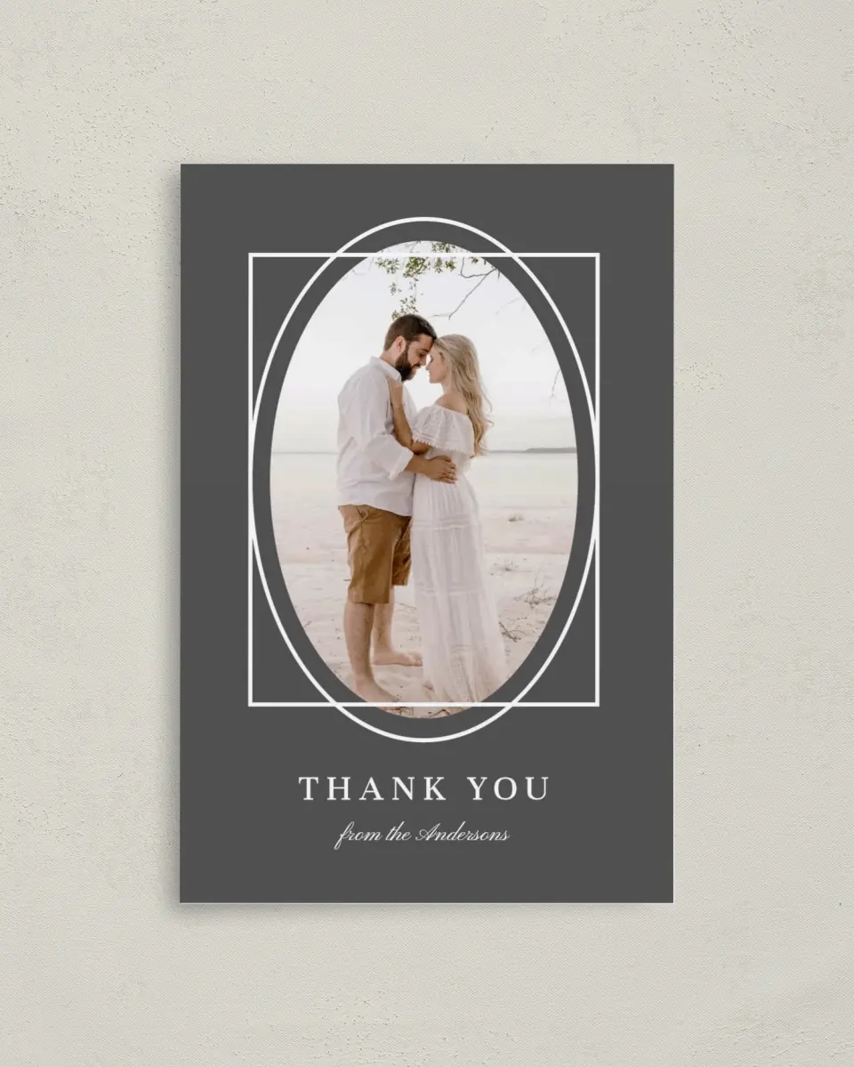 This is a 4" x 6" Folded Thank You Card called Graphic Enclosure printed in full color on Premium Smooth paper