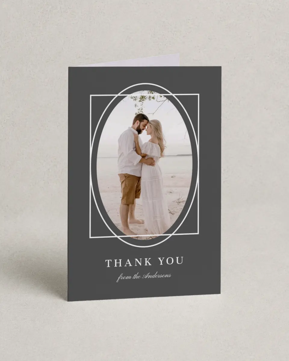 This is a 4" x 6" Folded Thank You Card called Graphic Enclosure printed in full color on Premium Smooth paper