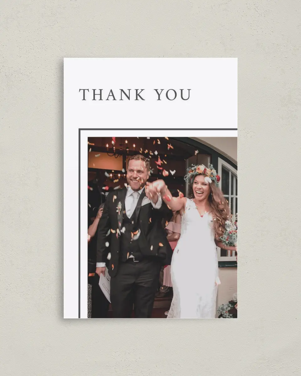 This is a 4" x 6" Folded Thank You Card called Bold Blooms printed in full color on Premium Smooth paper
