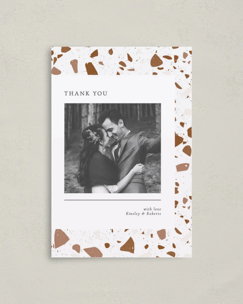 This is a 4" x 6" Folded Thank You Card called Cornerstone of Love printed in full color on Premium Smooth paper
