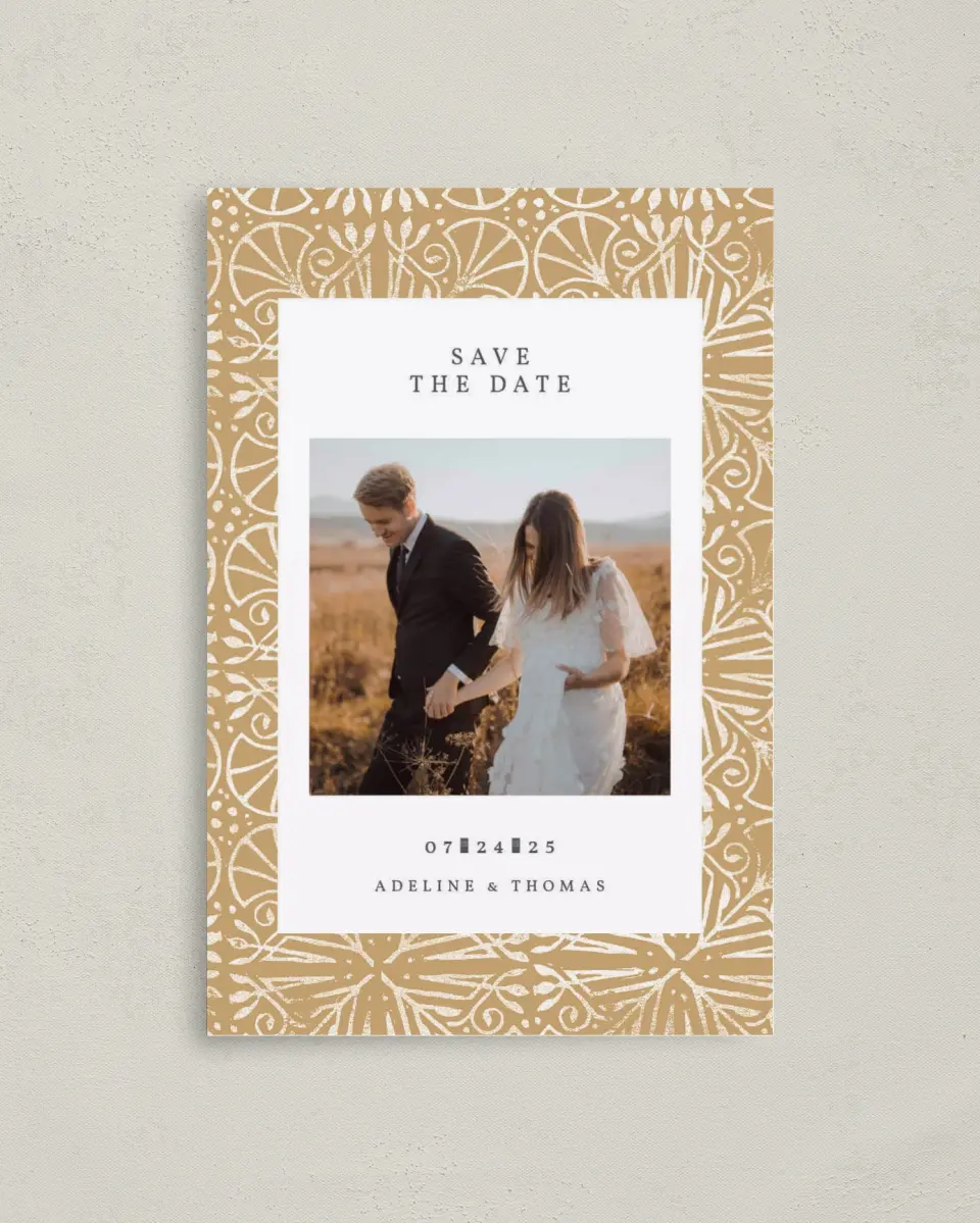 This is a 4" x 6" Folded Thank You Card called Decorated Luxury printed in full color on Premium Smooth paper