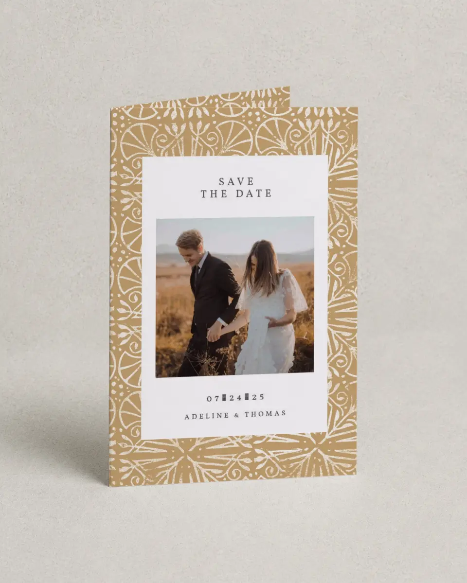 This is a 4" x 6" Folded Thank You Card called Decorated Luxury printed in full color on Premium Smooth paper