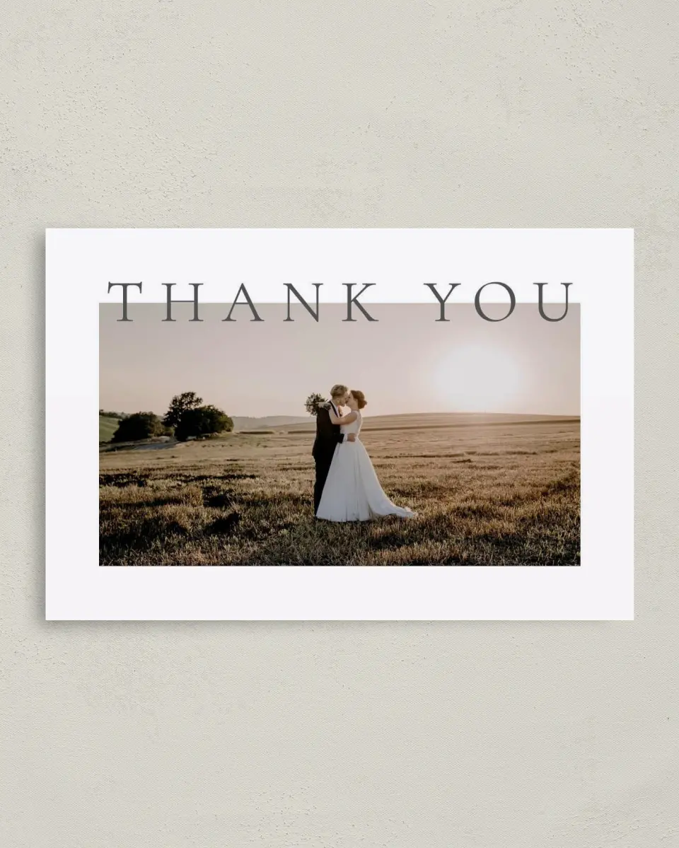 This is a 4" x 6" Folded Thank You Card called Majestic Love printed in full color on Premium Smooth paper