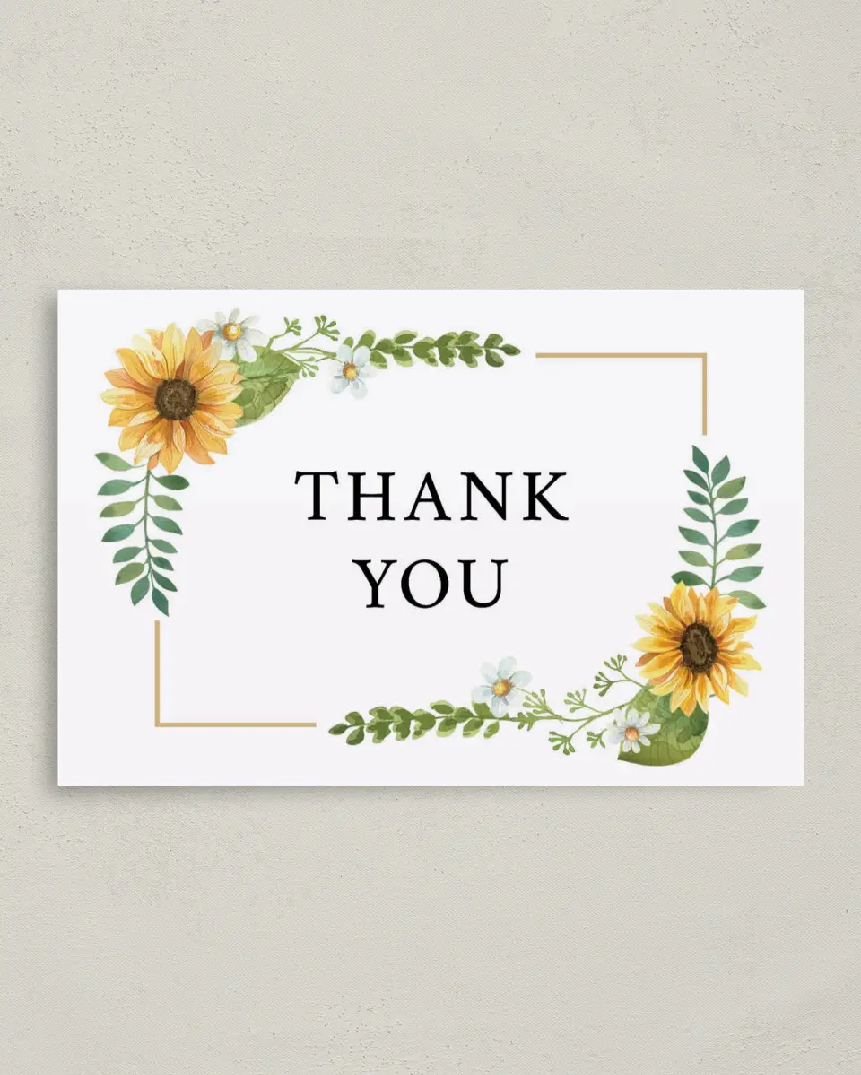 This is a 4" x 6" Folded Newlywed called Sunflower Shower printed in full color on Premium Smooth paper