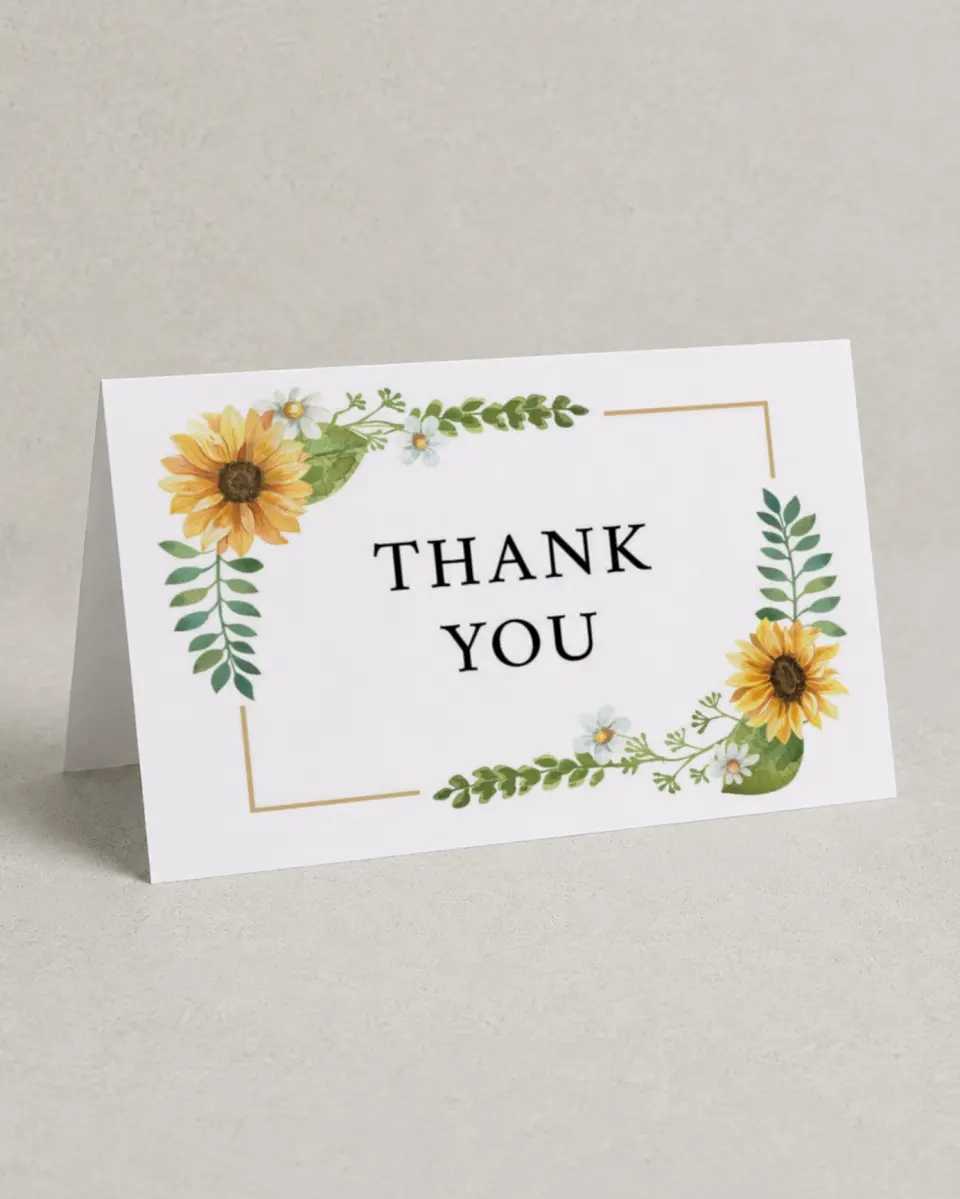 This is a 4" x 6" Folded Newlywed called Sunflower Shower printed in full color on Premium Smooth paper