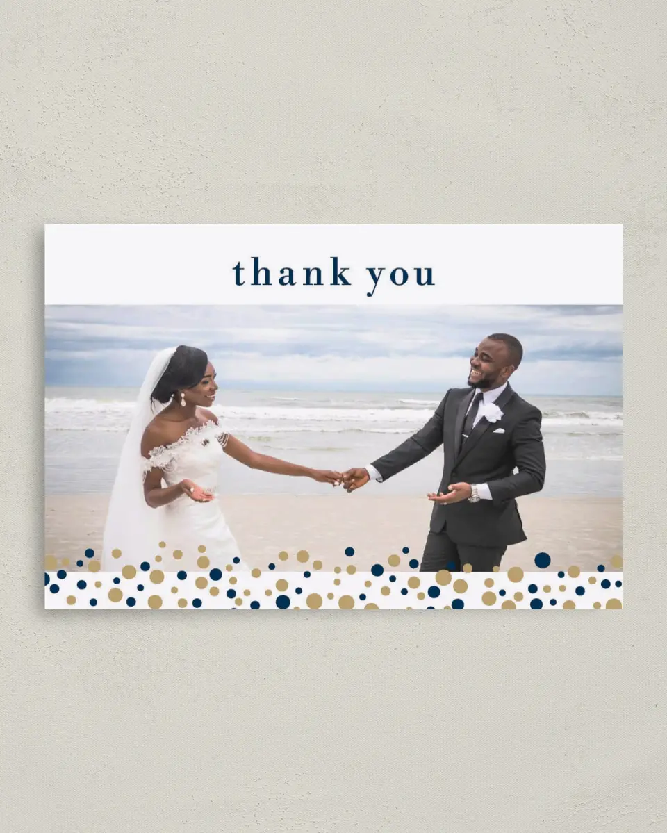 This is a 4" x 6" Folded Thank You Card called Modern Countdown printed in full color on Premium Smooth paper
