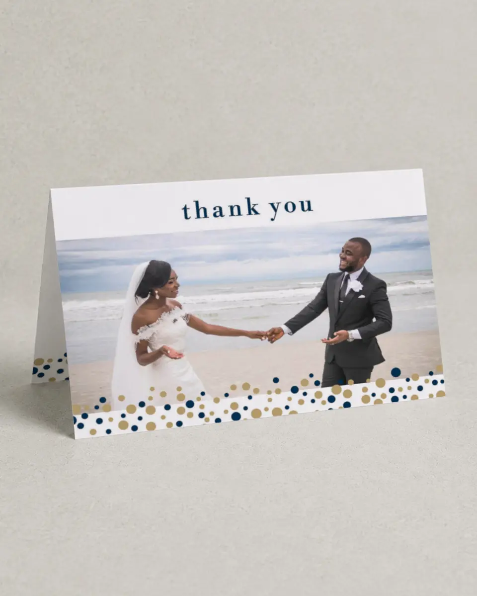 This is a 4" x 6" Folded Thank You Card called Modern Countdown printed in full color on Premium Smooth paper