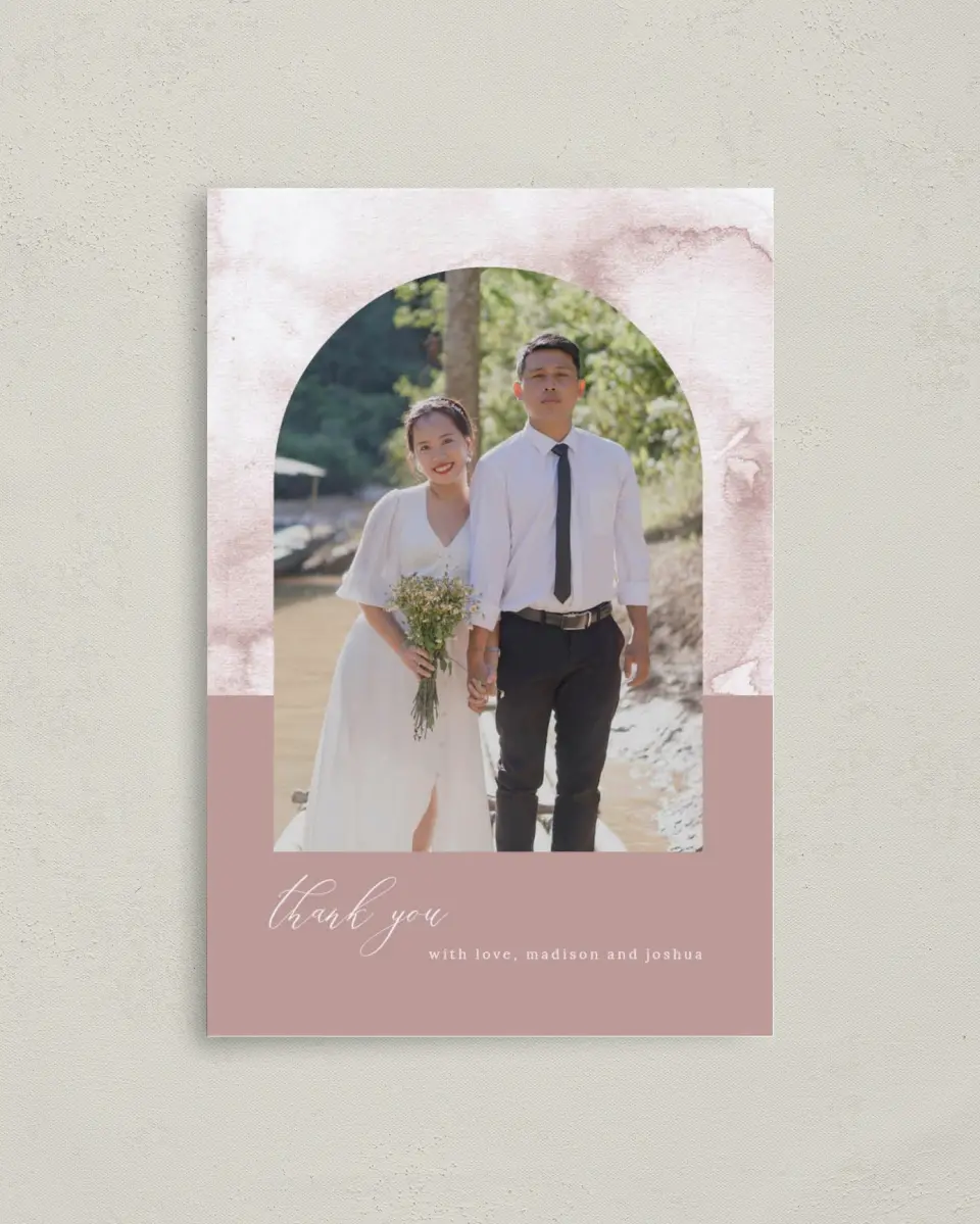 This is a 4" x 6" Folded Thank You Card called Gentle Touch printed in full color on Premium Smooth paper