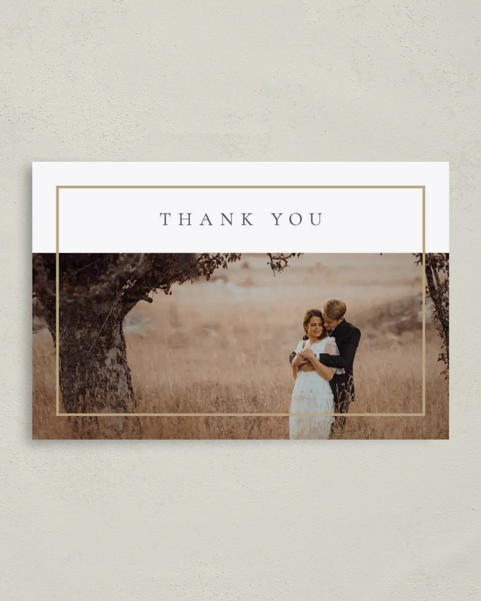 This is a 4" x 6" Folded Thank You Card called Rich Structure printed in full color on Premium Smooth paper