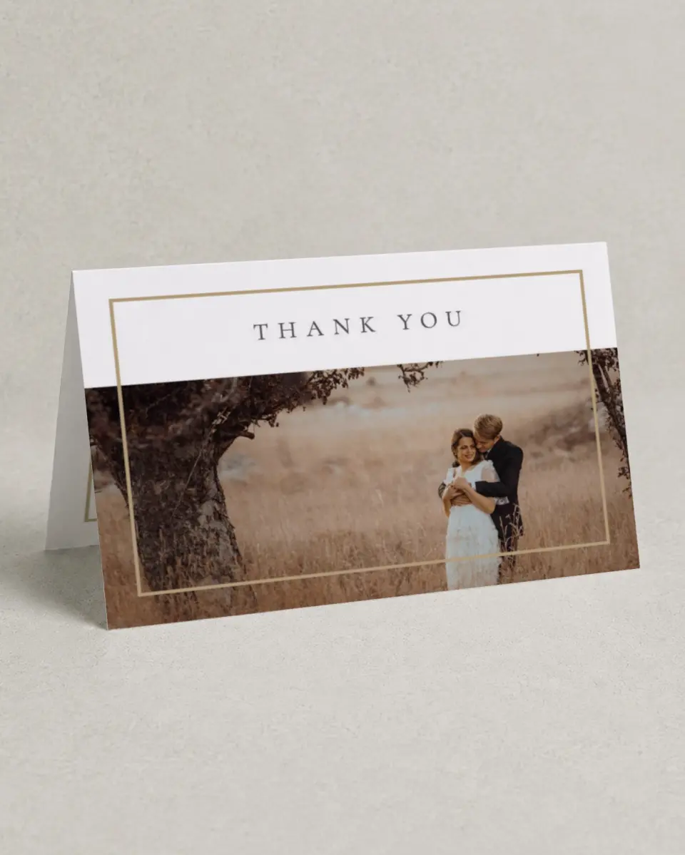 This is a 4" x 6" Folded Thank You Card called Rich Structure printed in full color on Premium Smooth paper