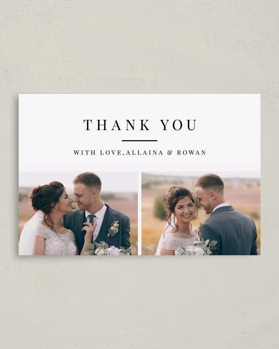 This is a 4" x 6" Folded Thank You Card called Pure Devotion printed in full color on Premium Smooth paper
