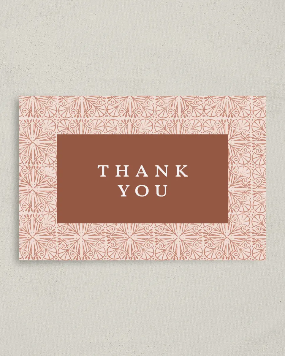 This is a 4" x 6" Folded Newlywed called Stamped Shower printed in full color on Premium Smooth paper