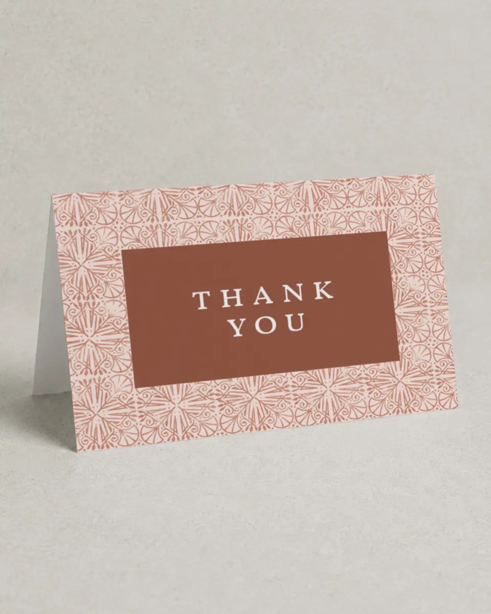 This is a 4" x 6" Folded Newlywed called Stamped Shower printed in full color on Premium Smooth paper