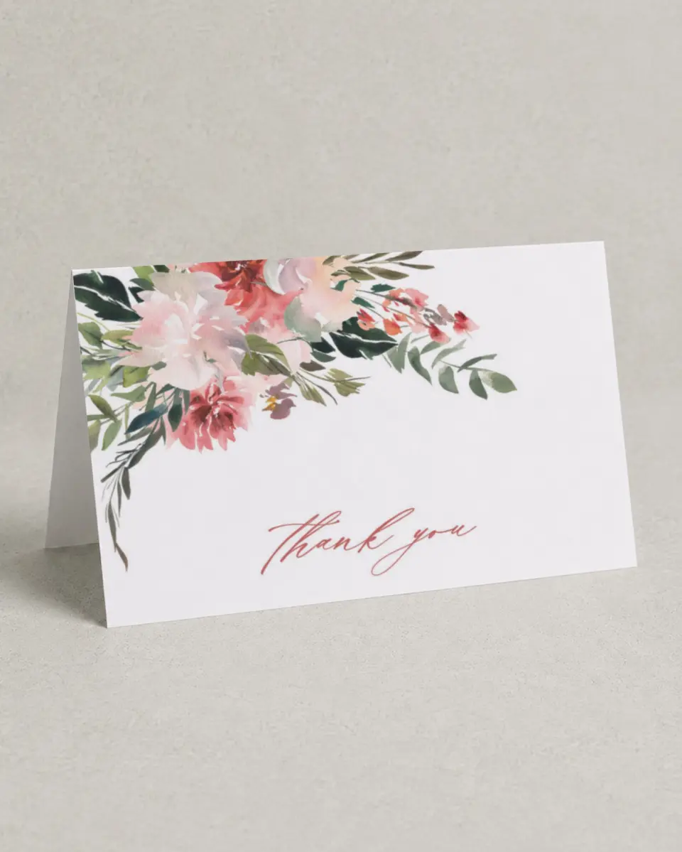 This is a 4" x 6" Folded Newlywed called Blooming Brunch printed in full color on Premium Smooth paper