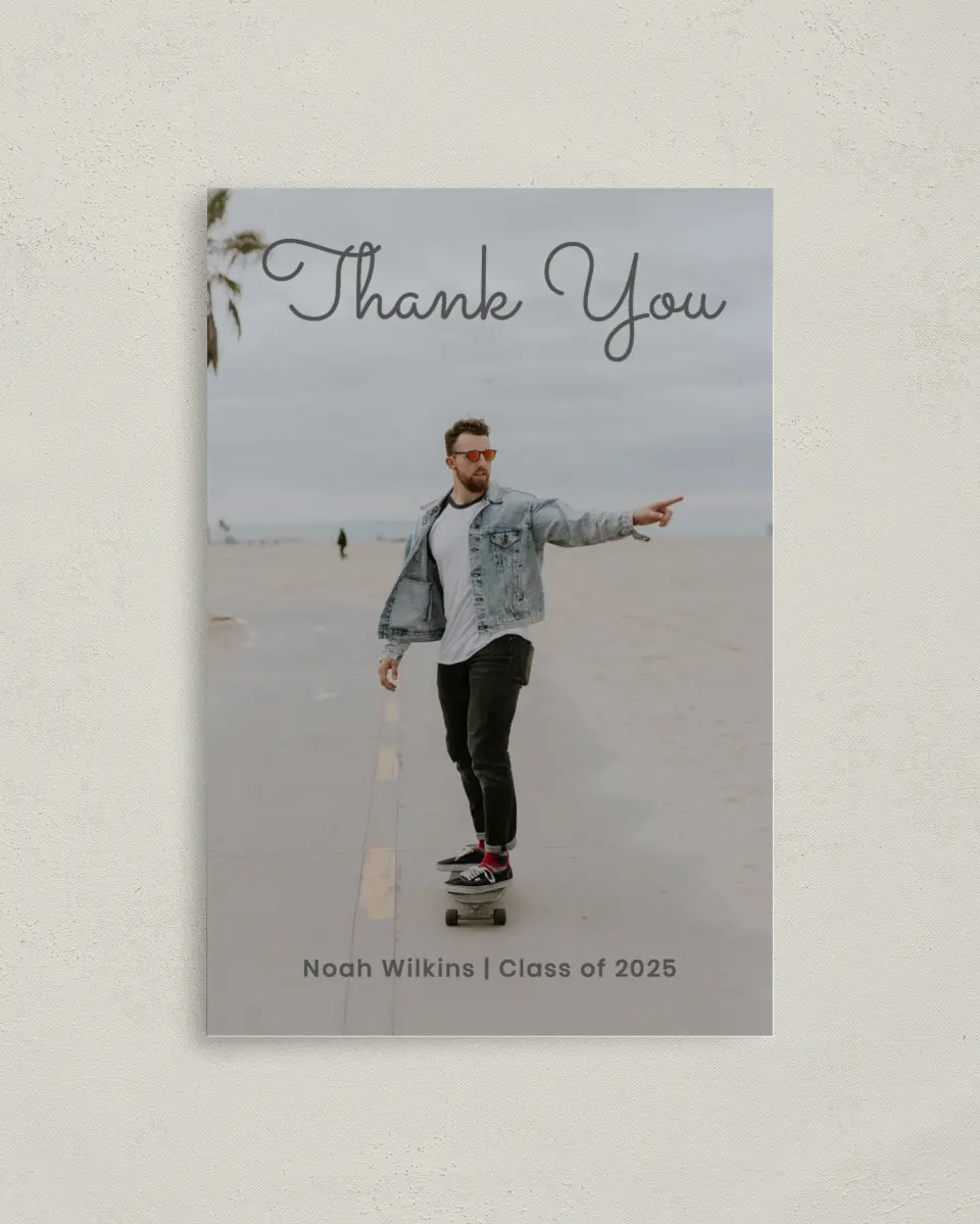 This is a 4" x 6" Folded Graduation Thank You Card called Bold Rapture printed in full color on Premium Smooth paper