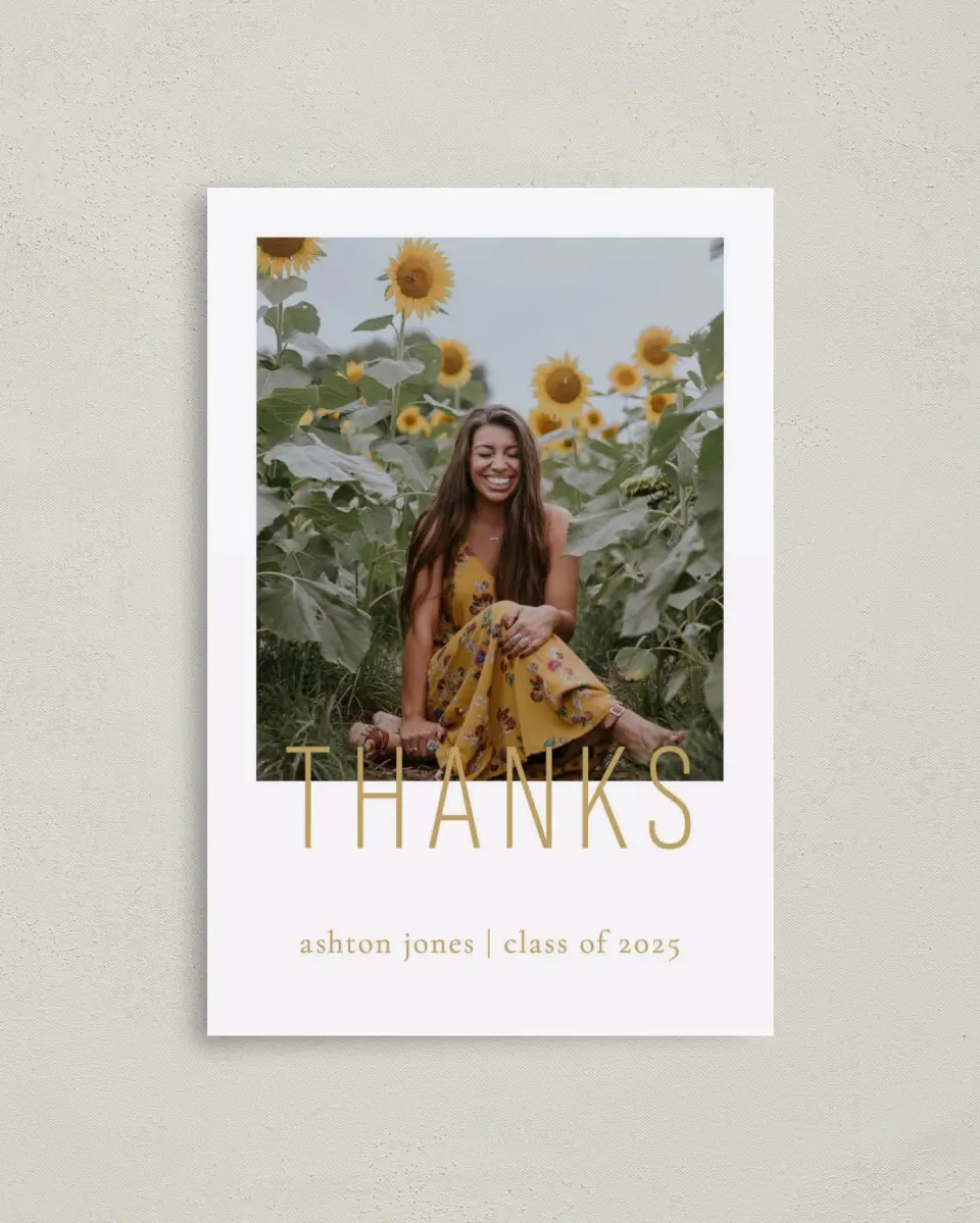 This is a 4" x 6" Folded Graduation Thank You Card called Extraordinary Year printed in full color on Premium Smooth paper