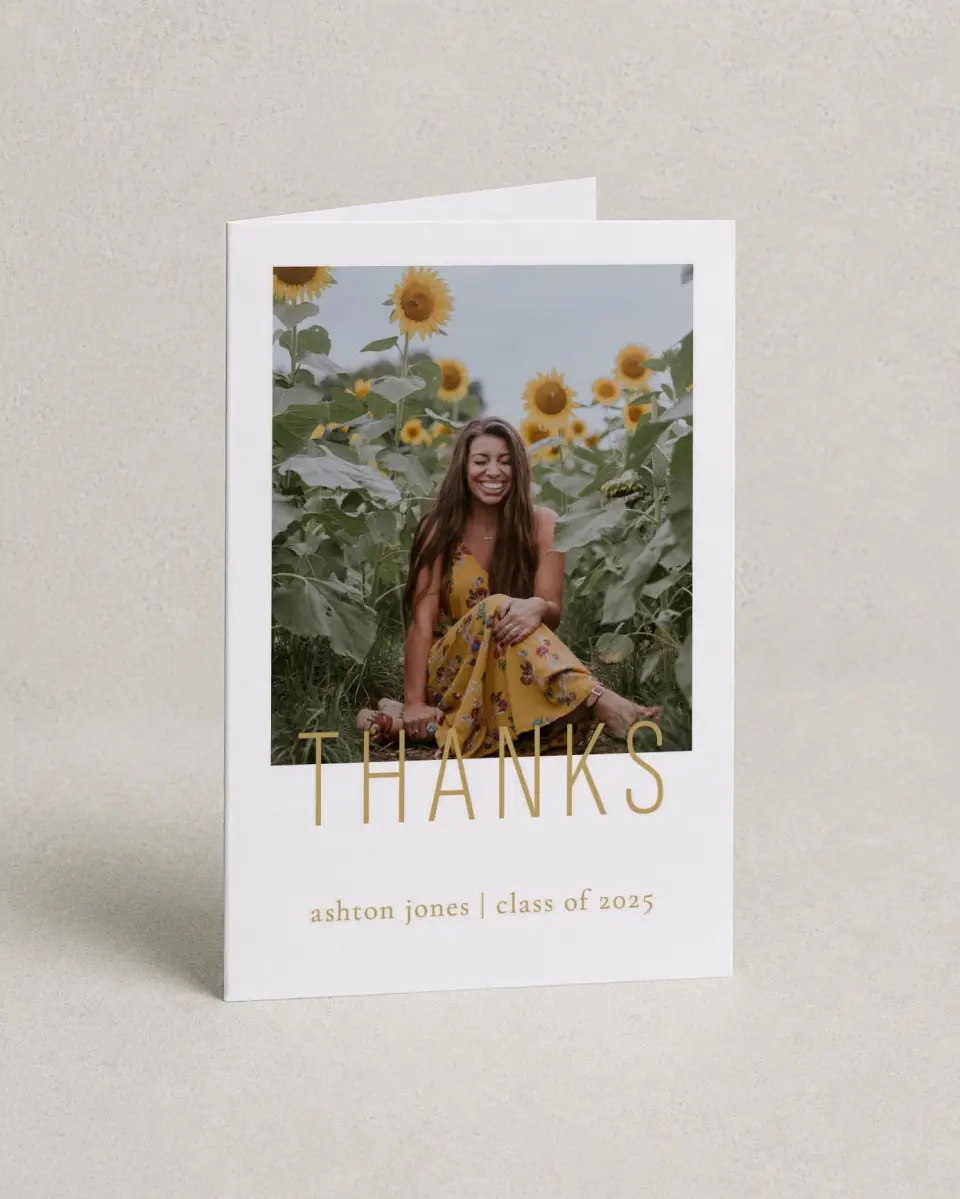 This is a 4" x 6" Folded Graduation Thank You Card called Extraordinary Year printed in full color on Premium Smooth paper