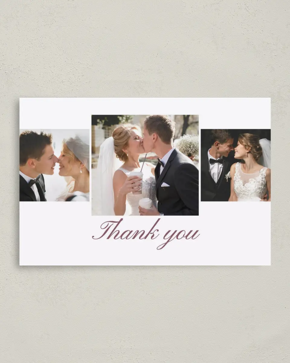 This is a 4" x 6" Folded Thank You Card called Quietly Quaint printed in full color on Premium Smooth paper