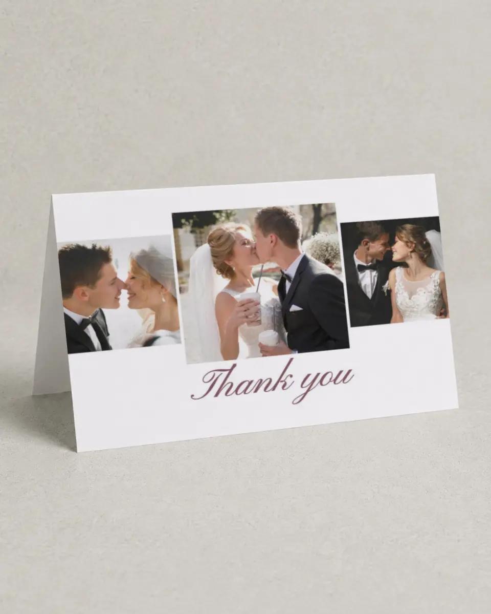This is a 4" x 6" Folded Thank You Card called Quietly Quaint printed in full color on Premium Smooth paper