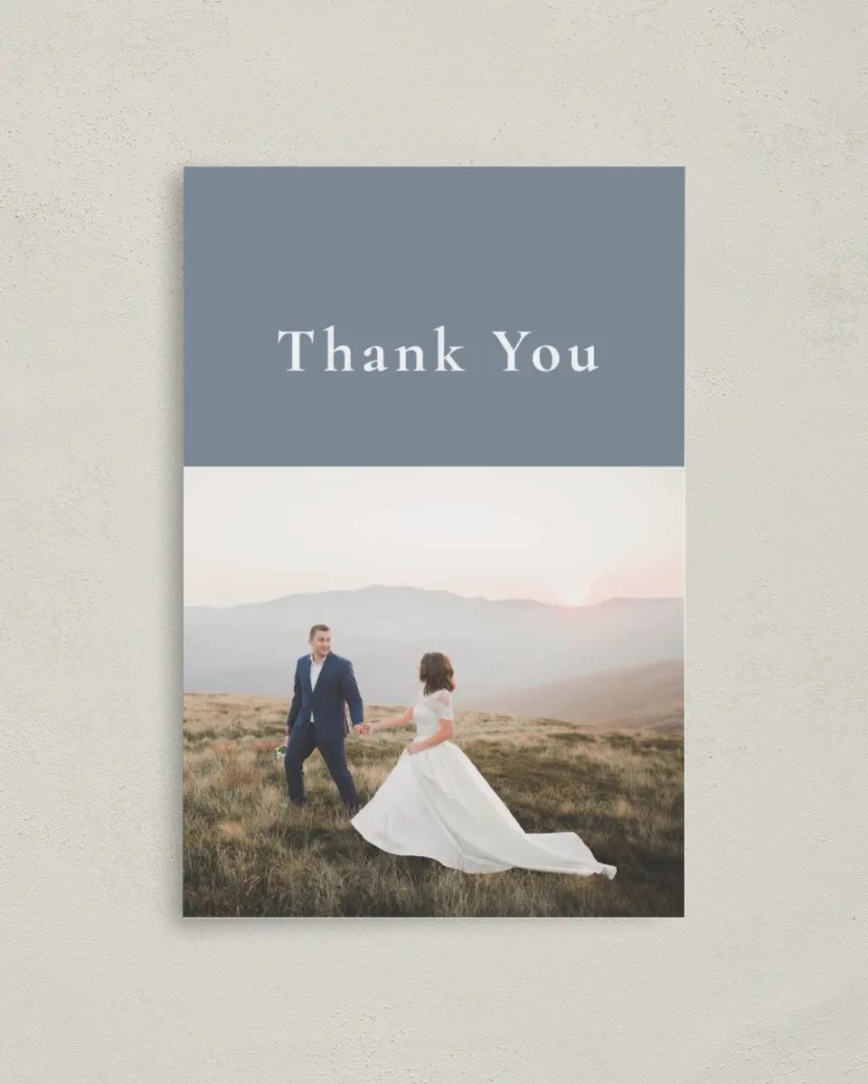 This is a 4" x 6" Folded Thank You Card called Fine Floret printed in full color on Premium Smooth paper