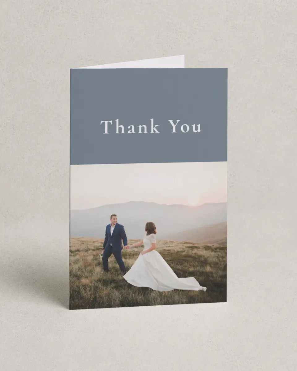 This is a 4" x 6" Folded Thank You Card called Fine Floret printed in full color on Premium Smooth paper