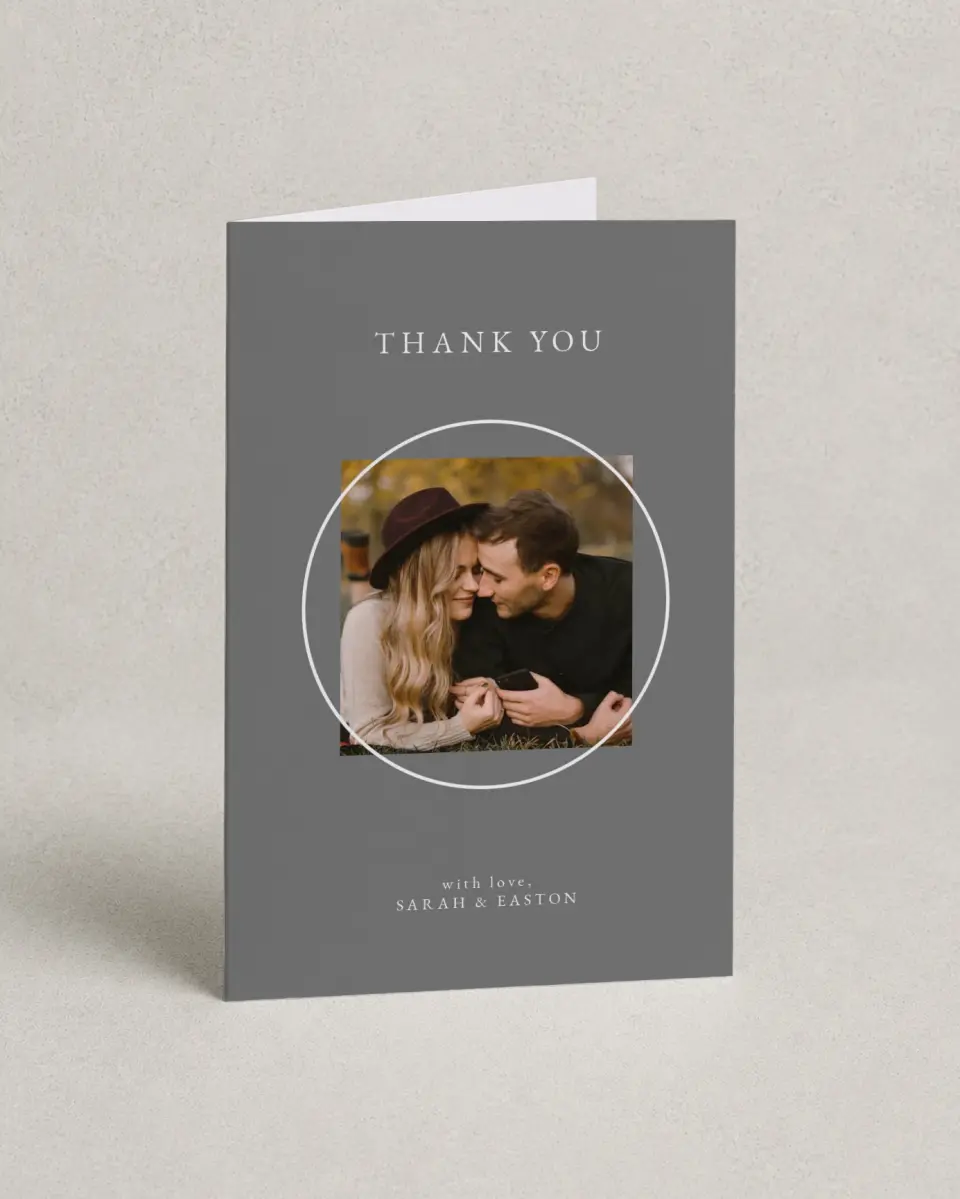 This is a 4" x 6" Folded Thank You Card called Heavenly Harmony printed in full color on Premium Smooth paper