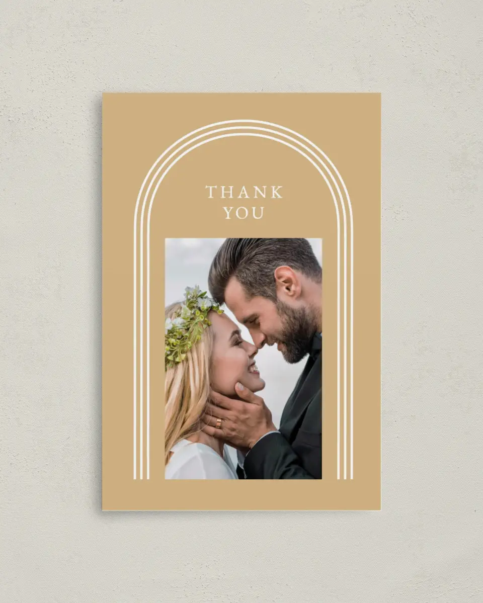 This is a 4" x 6" Folded Thank You Card called Charming Arch printed in full color on Premium Smooth paper