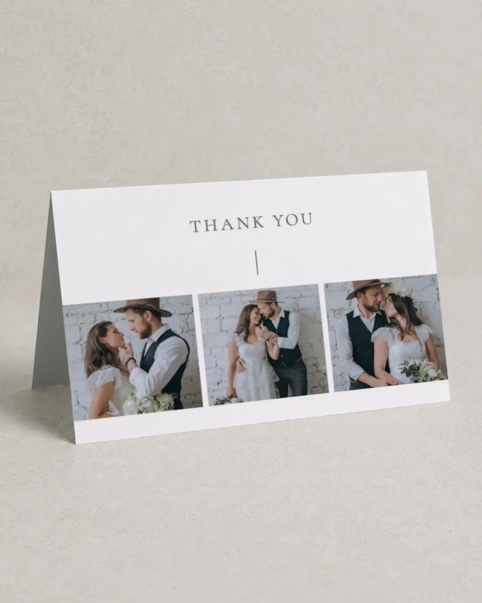 This is a 4" x 6" Folded Thank You Card called Sweet & Neat printed in full color on Premium Smooth paper