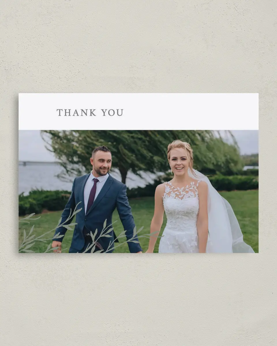 This is a 4" x 6" Folded Thank You Card called Bright Greens printed in full color on Premium Smooth paper