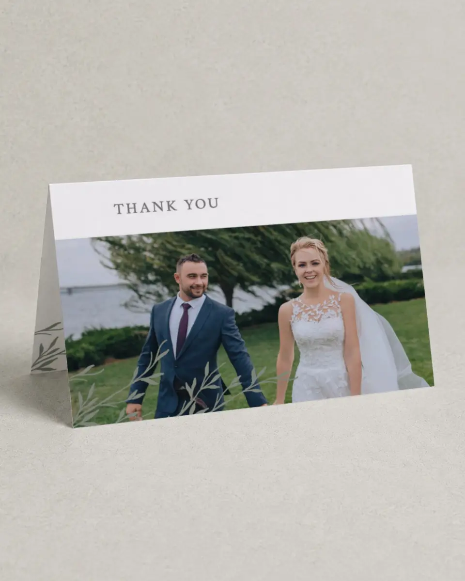 This is a 4" x 6" Folded Thank You Card called Bright Greens printed in full color on Premium Smooth paper
