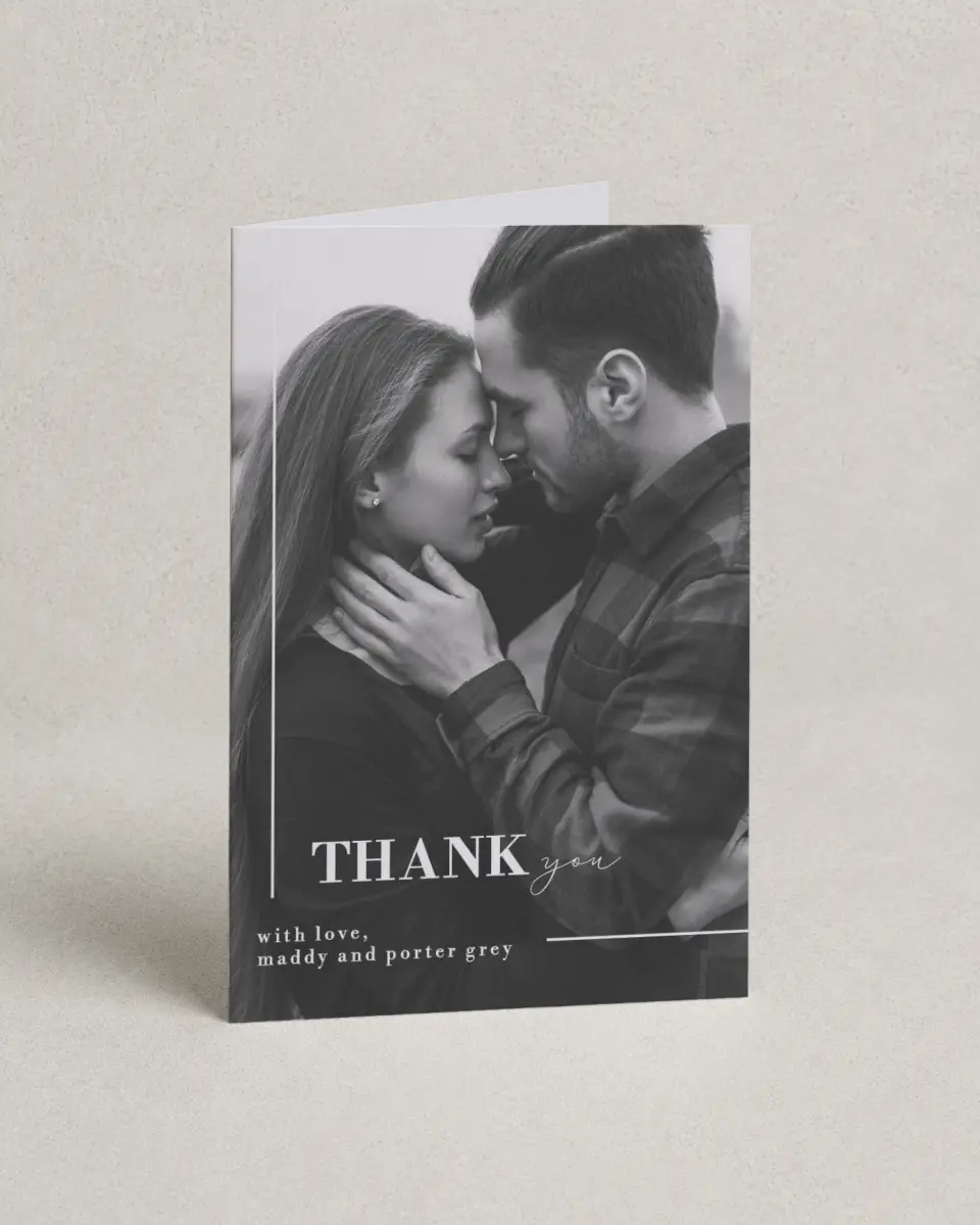 This is a 4" x 6" Folded Thank You Card called For Eternity printed in full color on Premium Smooth paper