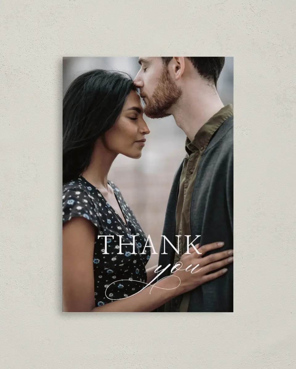 This is a 4" x 6" Folded Thank You Card called Bold Composition printed in full color on Premium Smooth paper